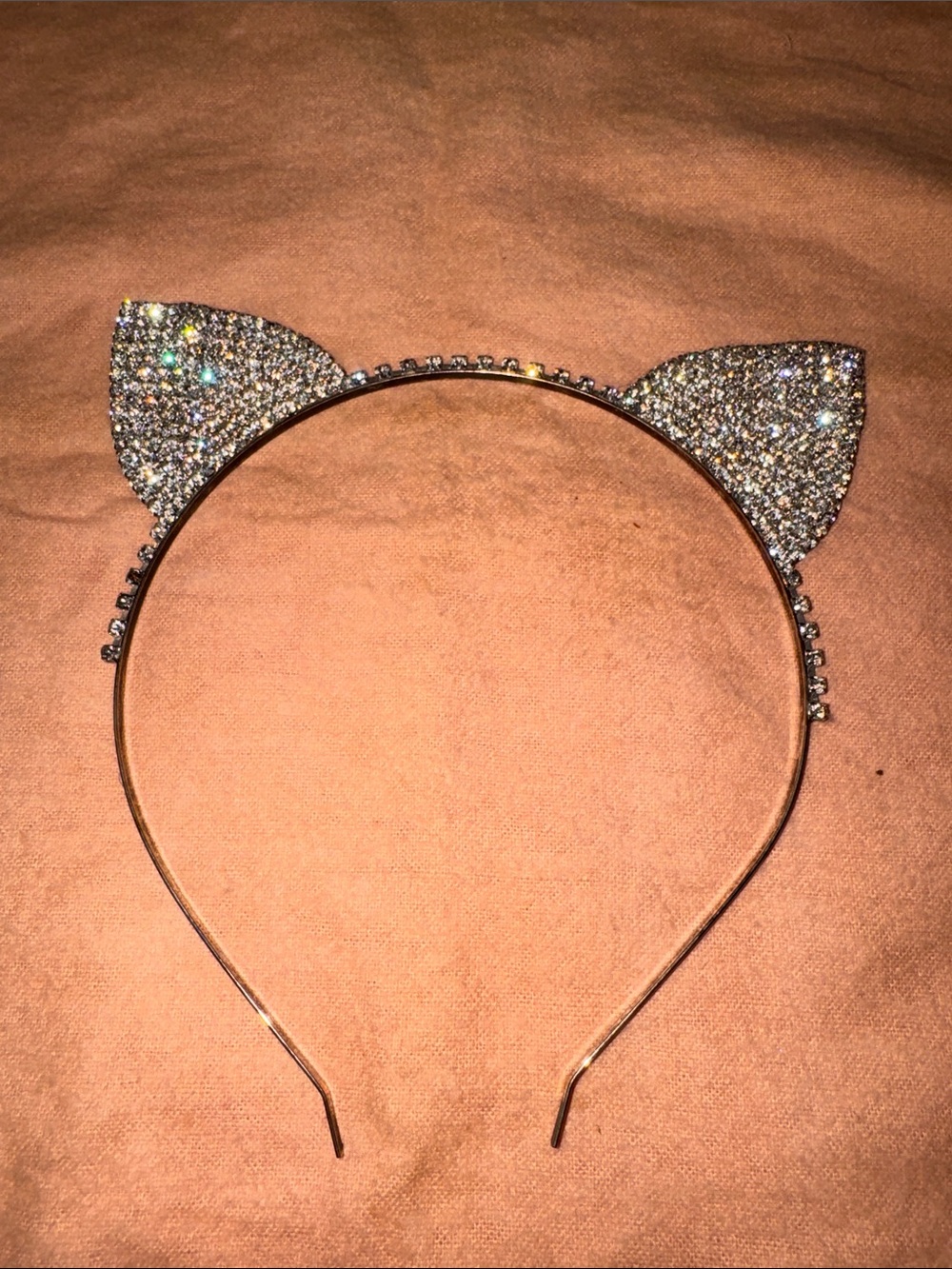 Sparkling Cat Ear Headband - Silver Crystal Accent